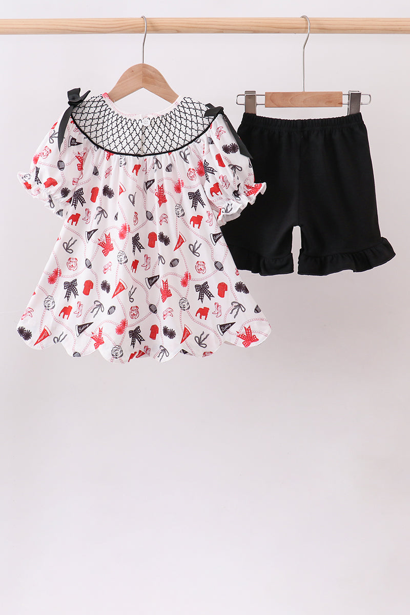 Black Georgia Smocked Shorts Set