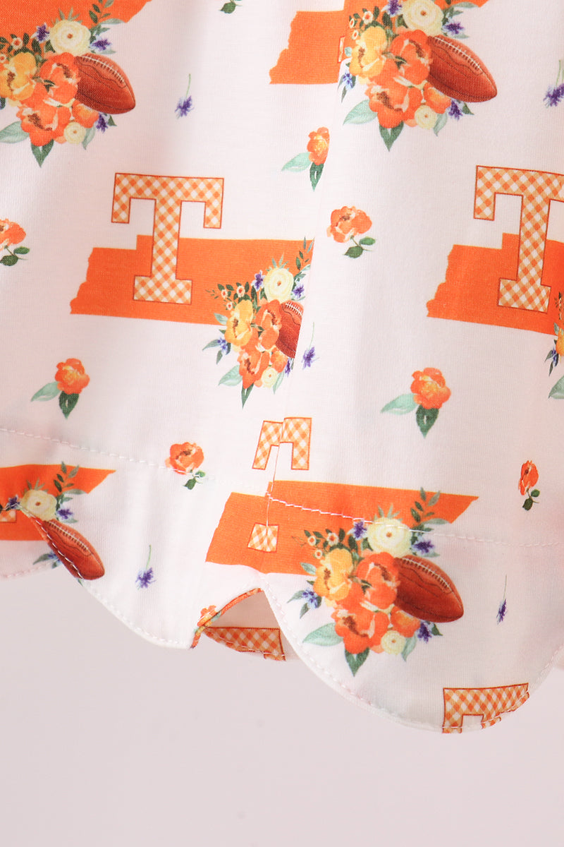 Orange Tennessee Smocked Scalloped Ruffle Shorts Set