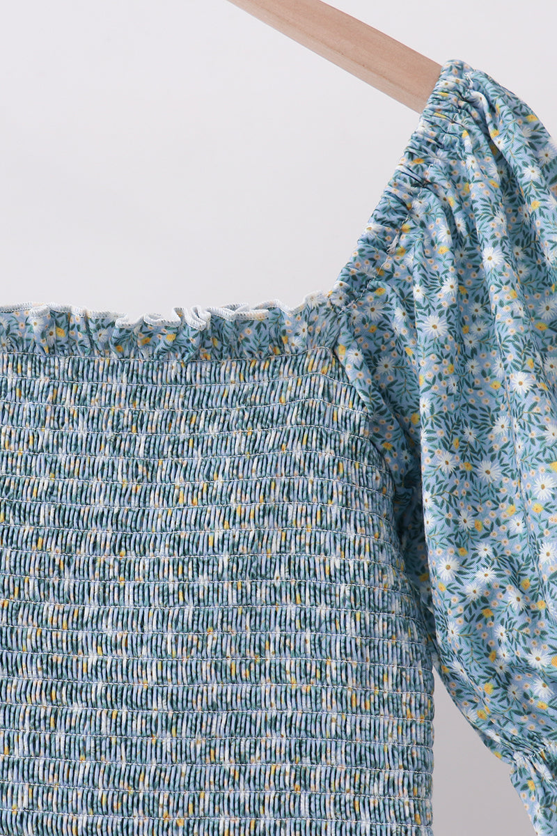Teal Floral Mom Dress