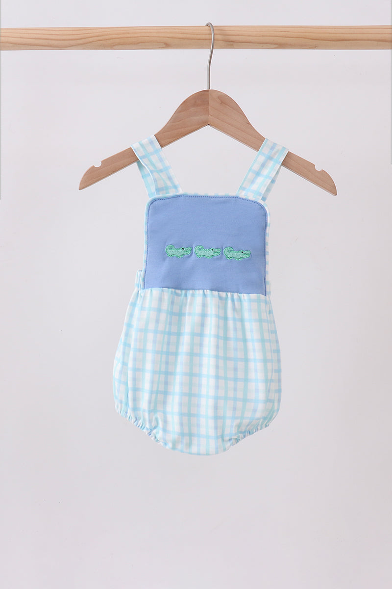 Blue Crocodile Embroidered Bubble