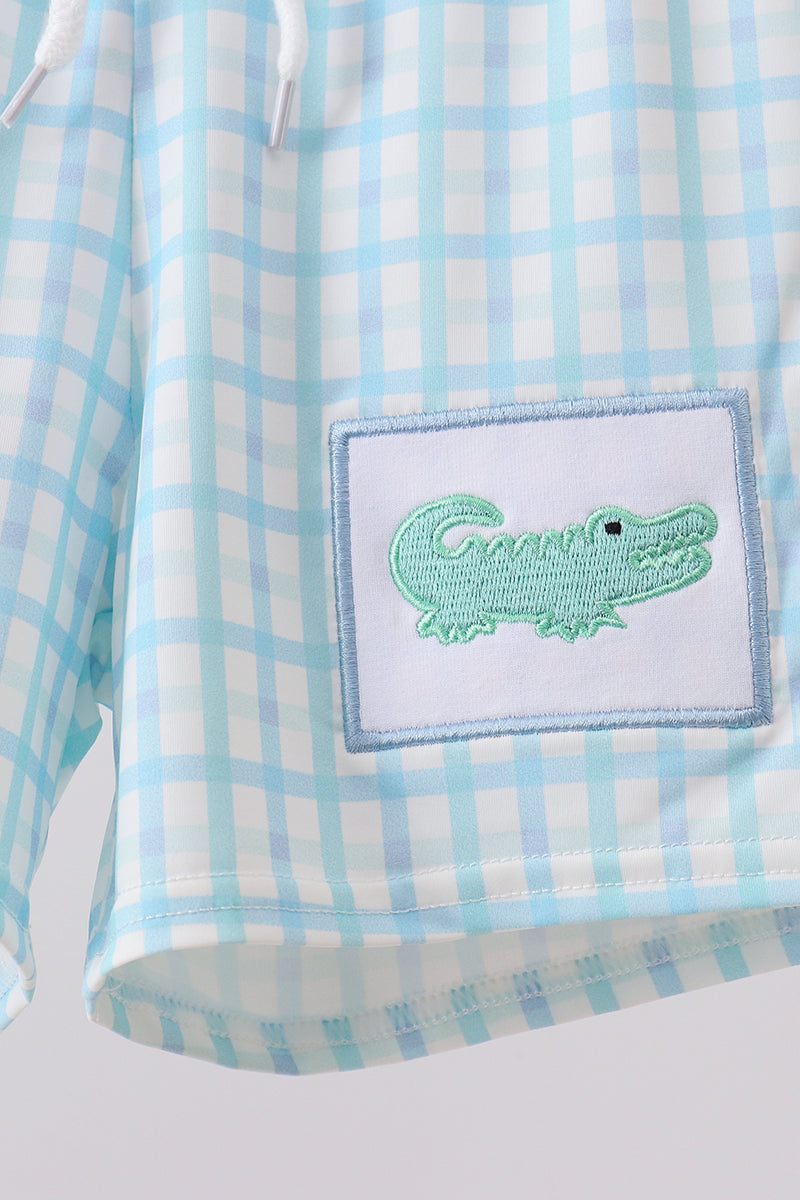 Blue Crocodile Embroidered Swim Trunks