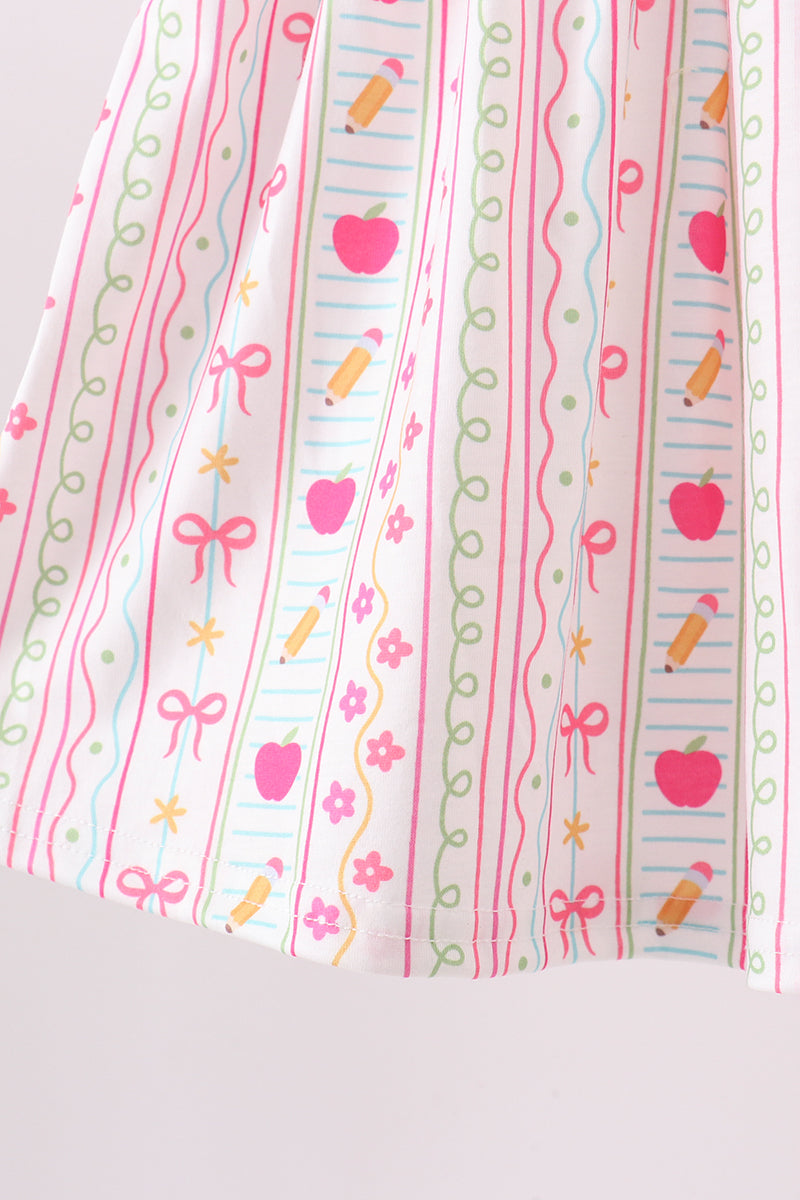 Pink Apple Smocked Ruffle Shorts Set