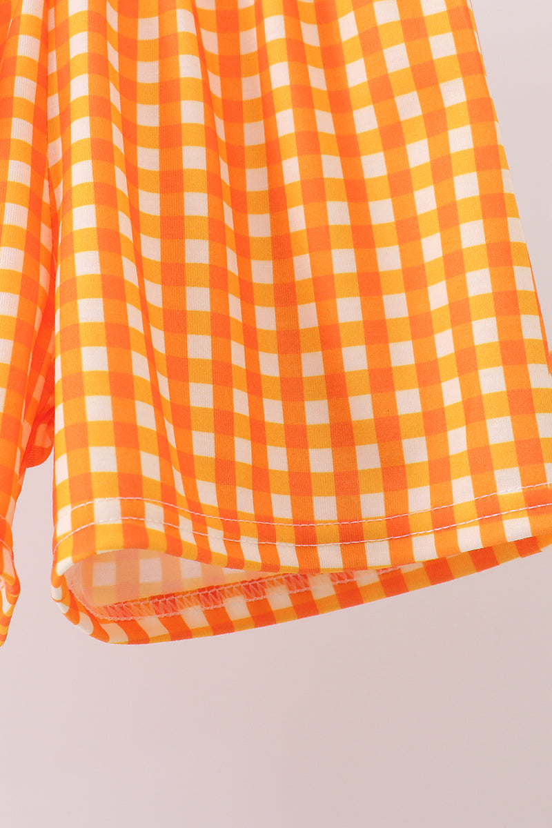 Orange Tennessee Applique Gingham Shorts Set