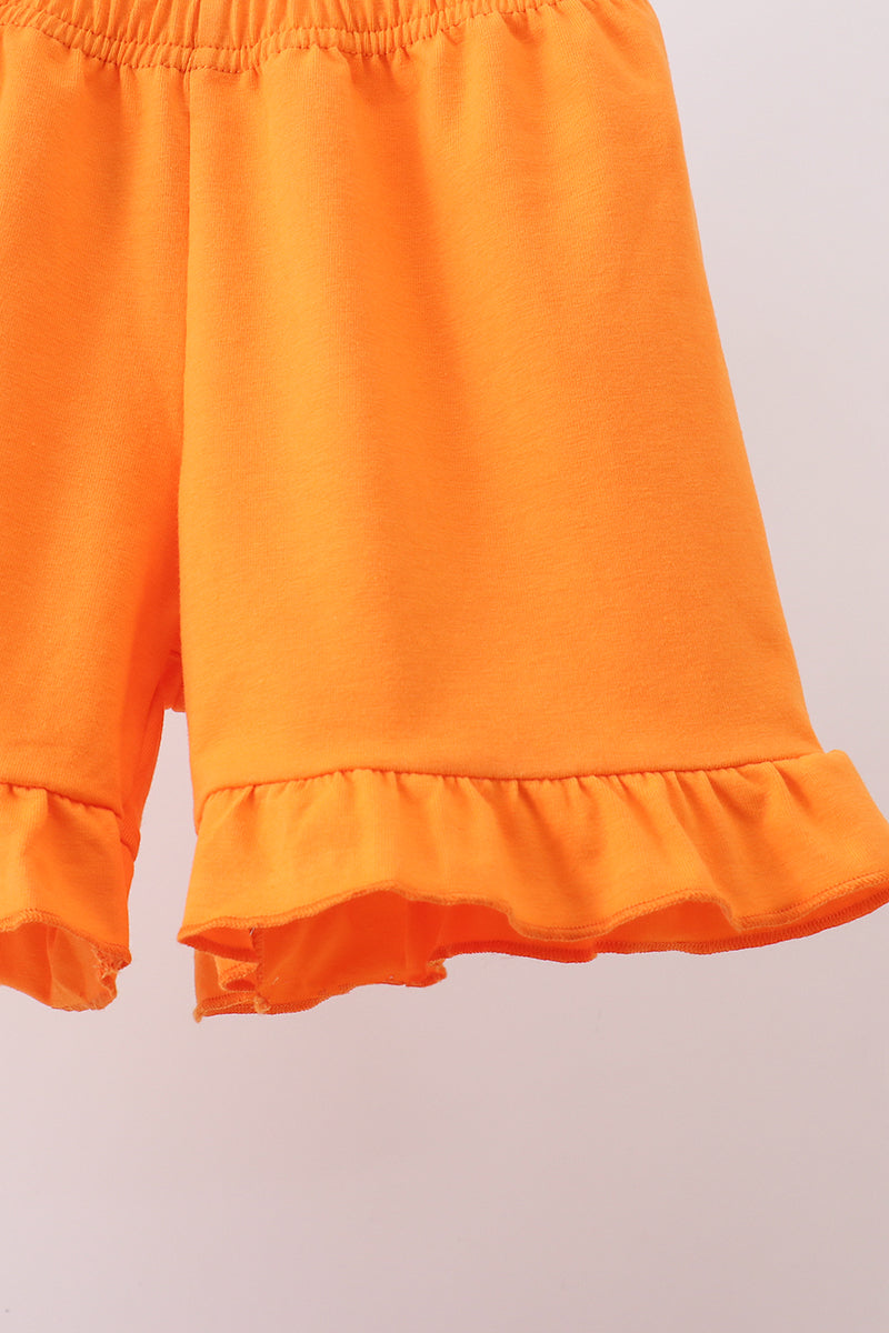Orange Tennessee Applique Ruffle Shorts Set
