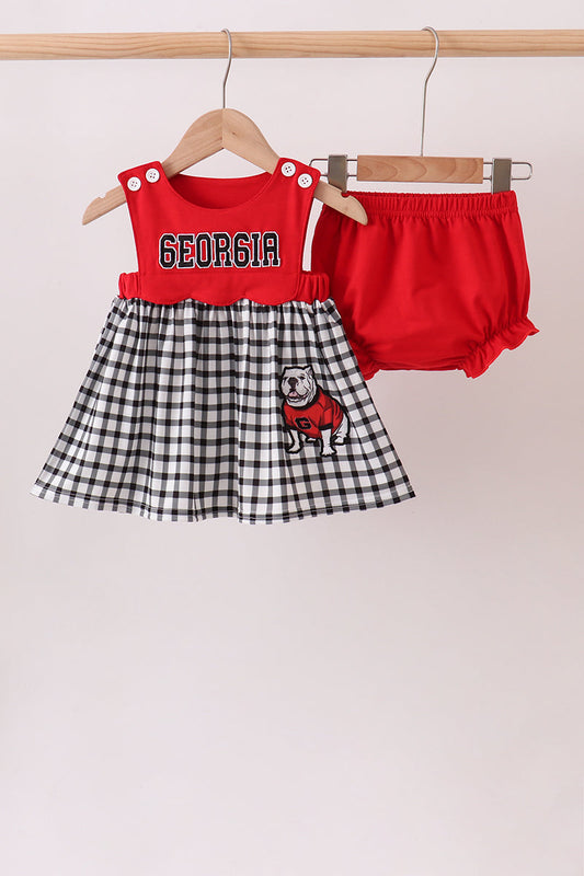 Red Georgia Applique Gingham Bloomer Set