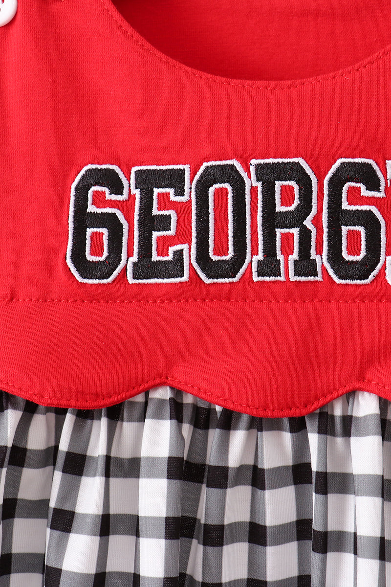 Red Georgia Applique Gingham Bloomer Set