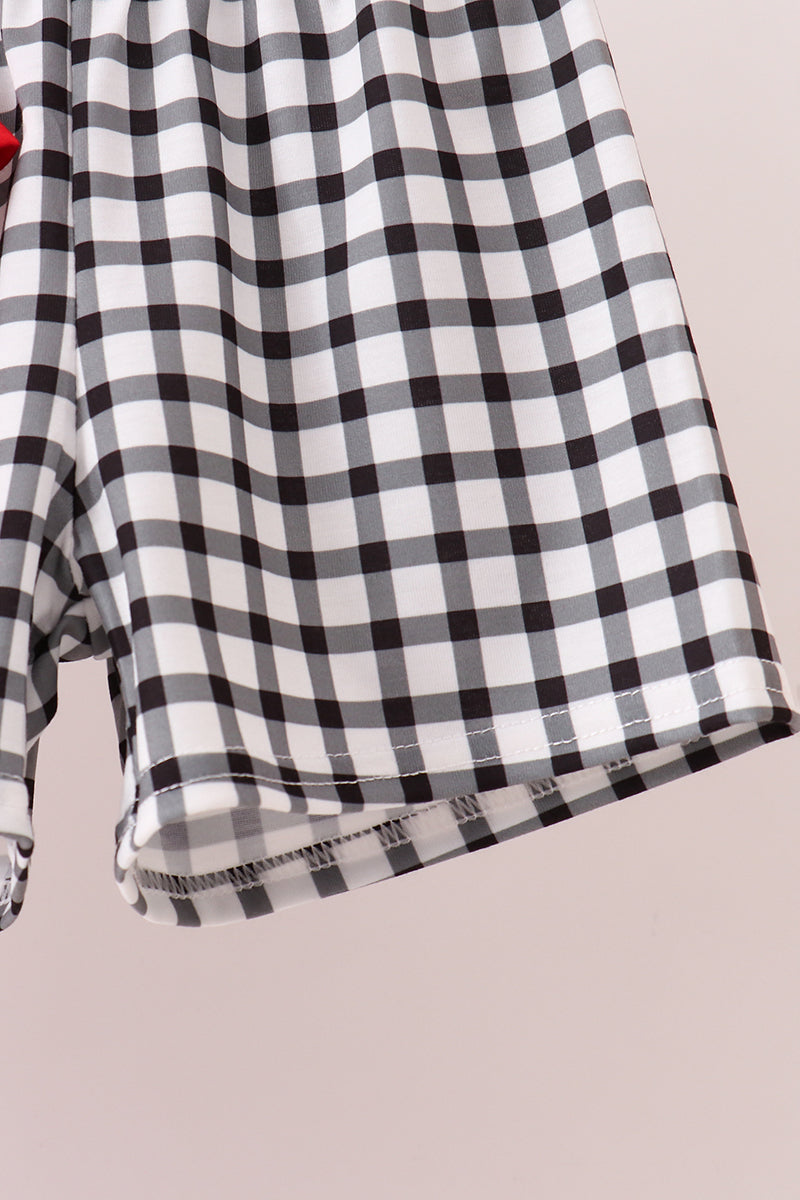 Red Georgia Applique Gingham Shorts Set