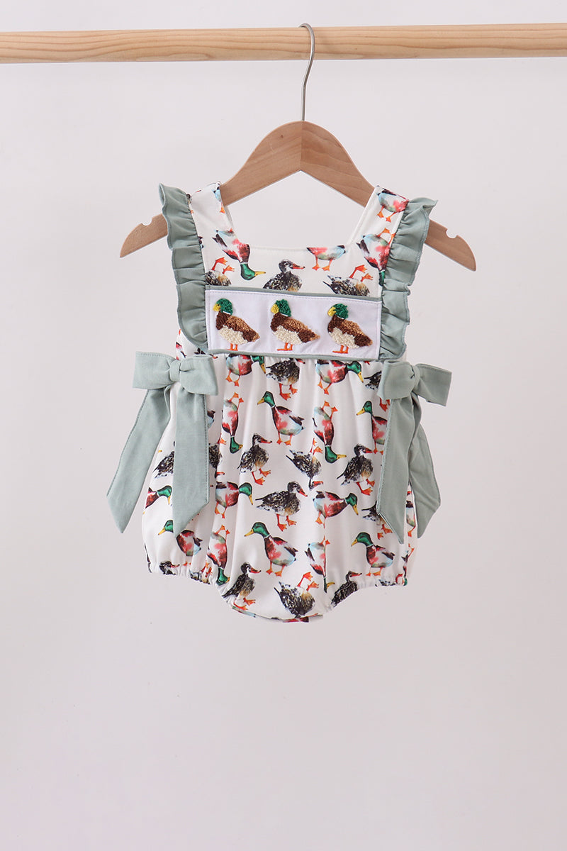 Sage Mallard French Knot Ruffle Bubble