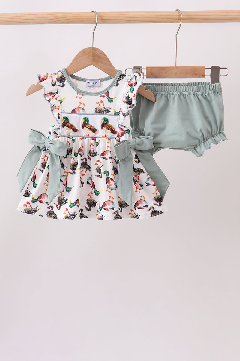 Sage Mallard French Knot Bloomer Set