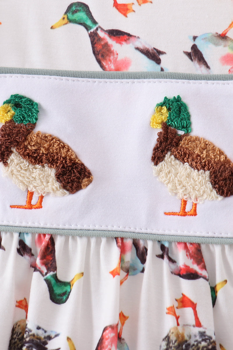Sage Mallard French Knot Ruffle Shorts Set