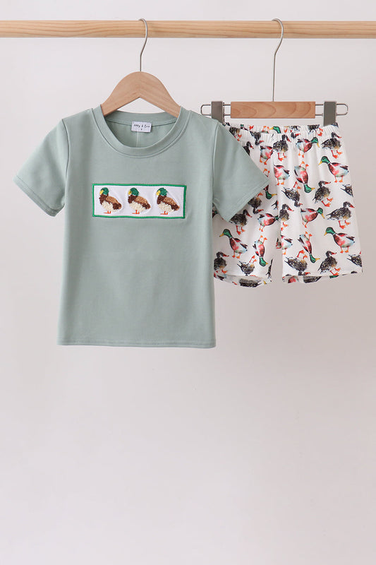 Sage Mallard French Knot Shorts Set