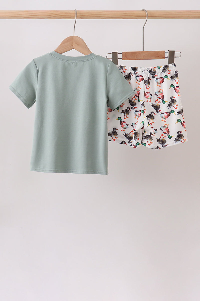 Sage Mallard French Knot Shorts Set