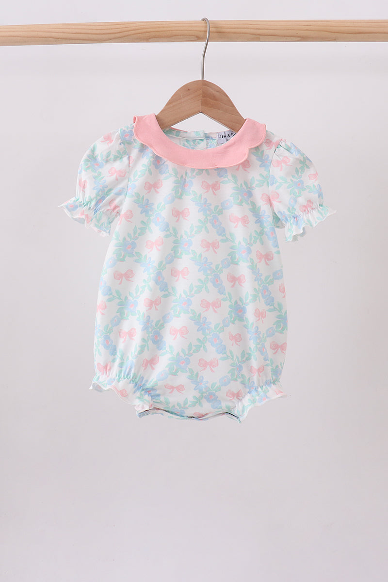 Pink Floral Bow Print Bubble