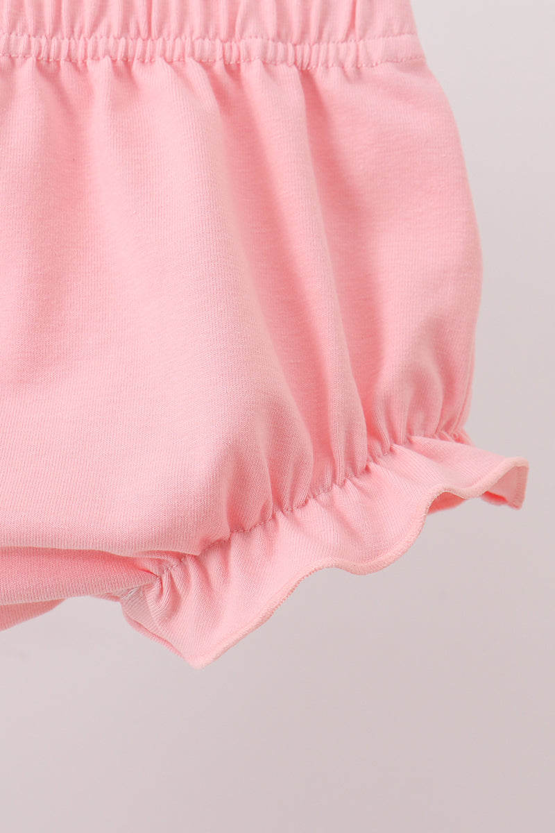 Pink Floral Bow Print Bloomer Set