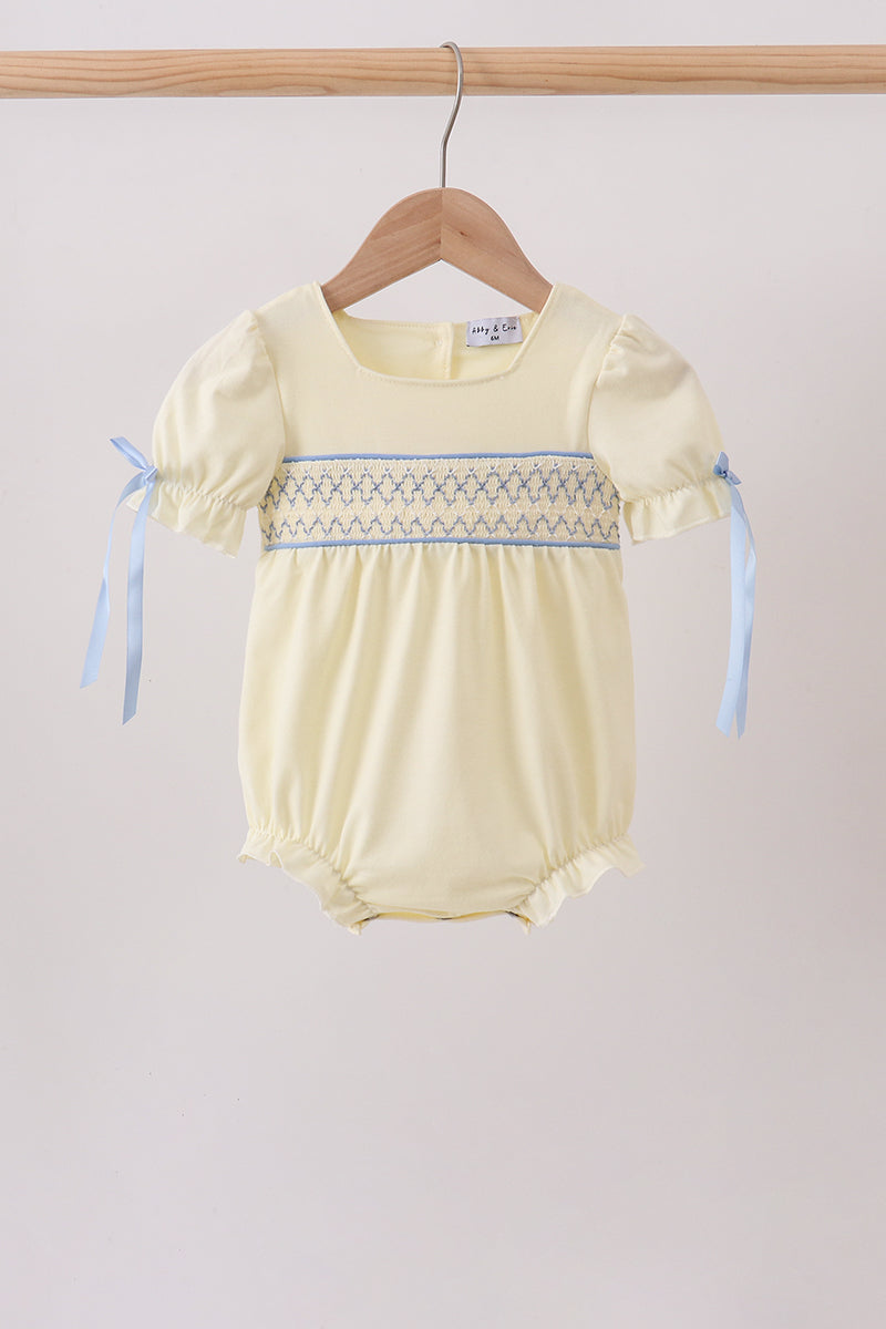 Cream smocked bubble