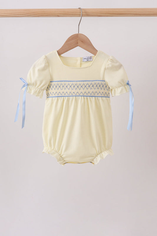 Cream smocked bubble