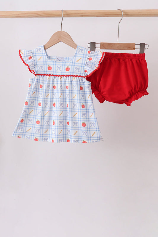 Red Apple Print Bloomer Set