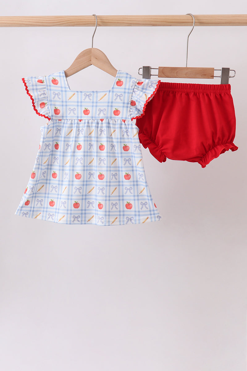 Red Apple Print Bloomer Set