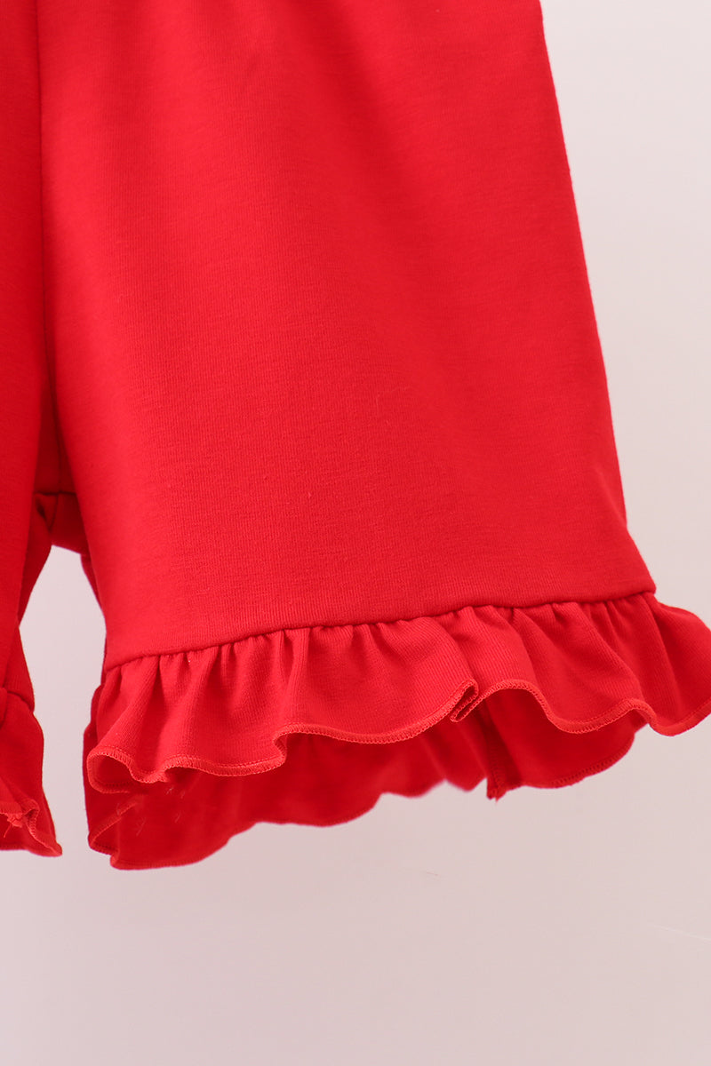 Red Apple Print Girls Shorts Set