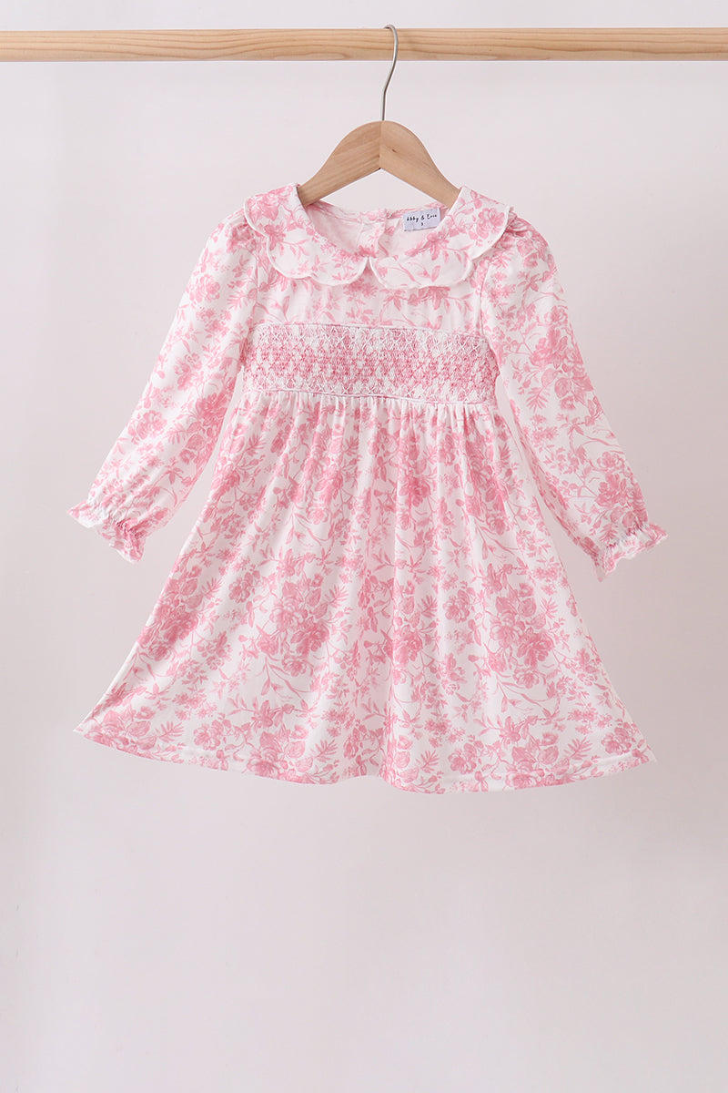 Pink Floral Smocked Dress