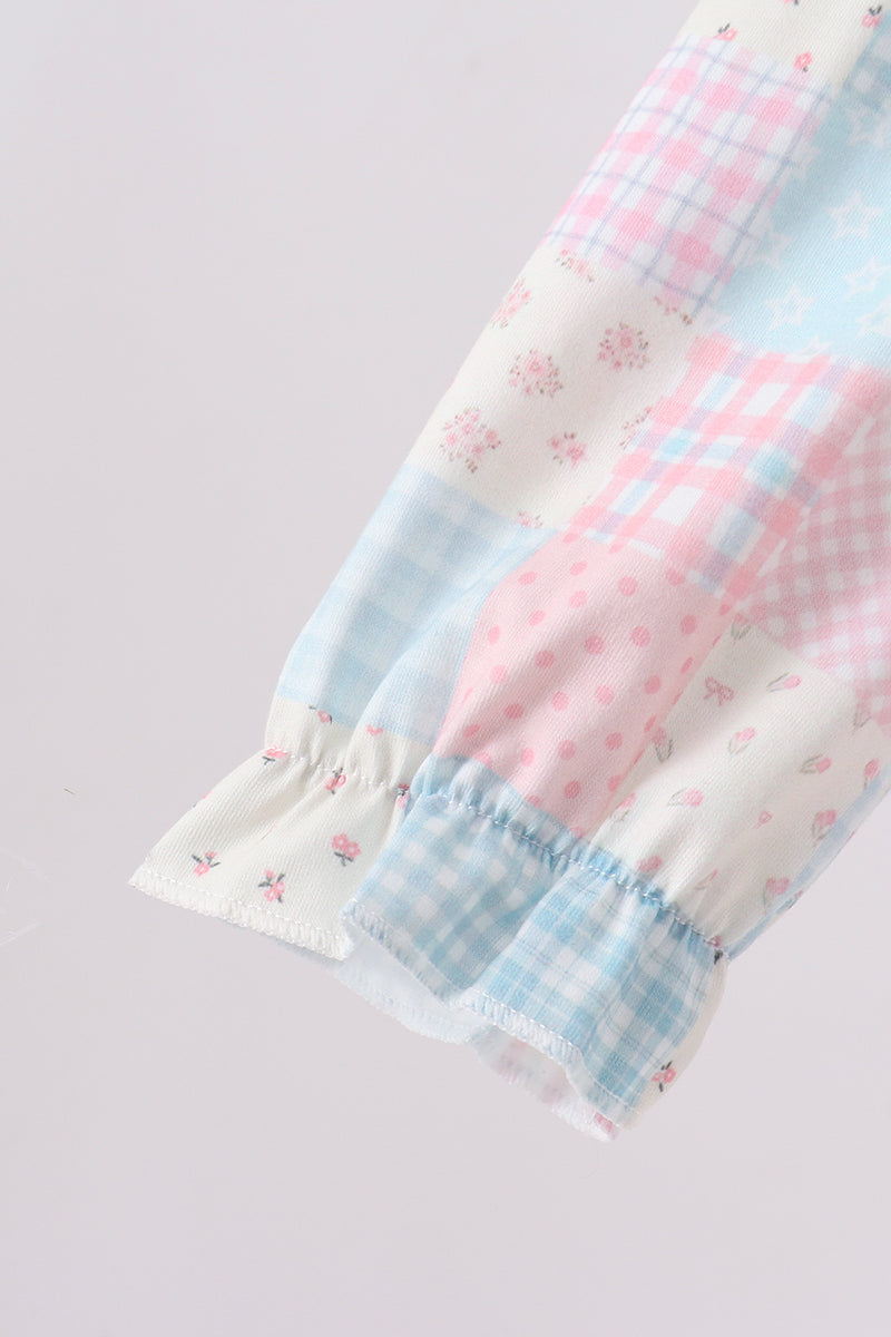 Checkered Floral Smocked Dress