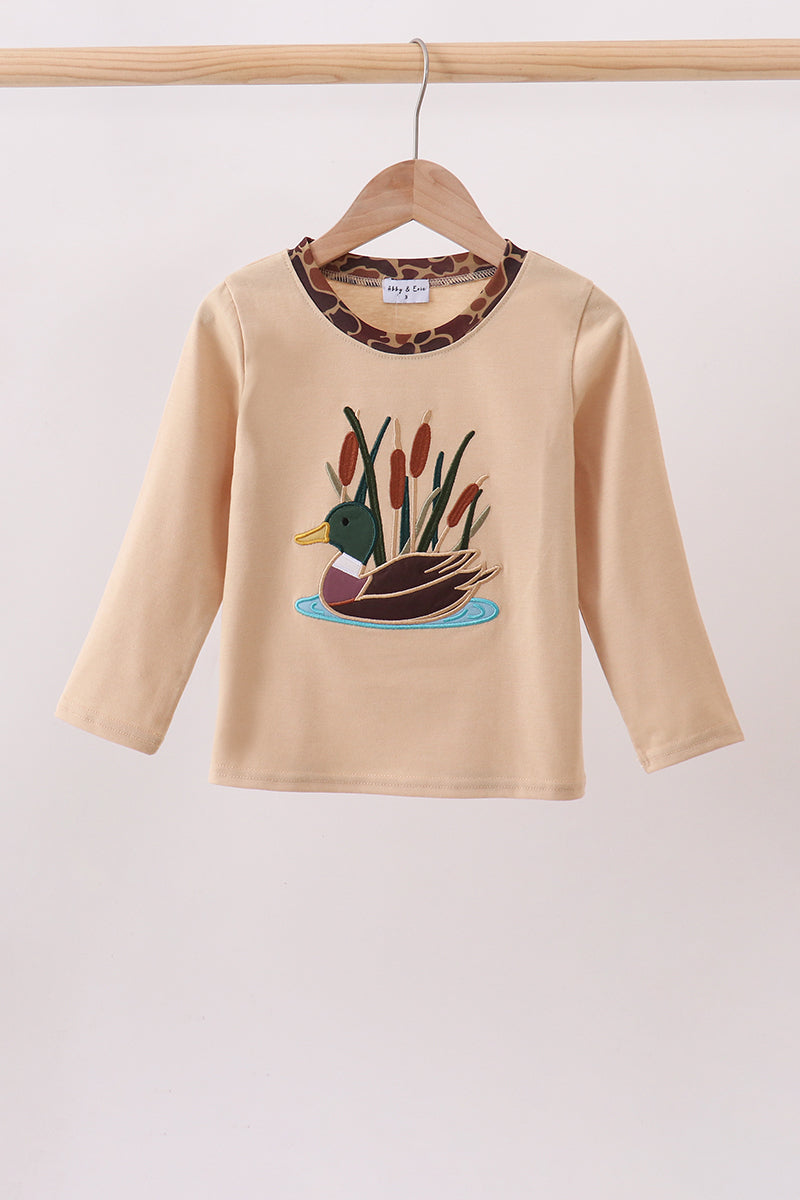 Camouflage duck applique top