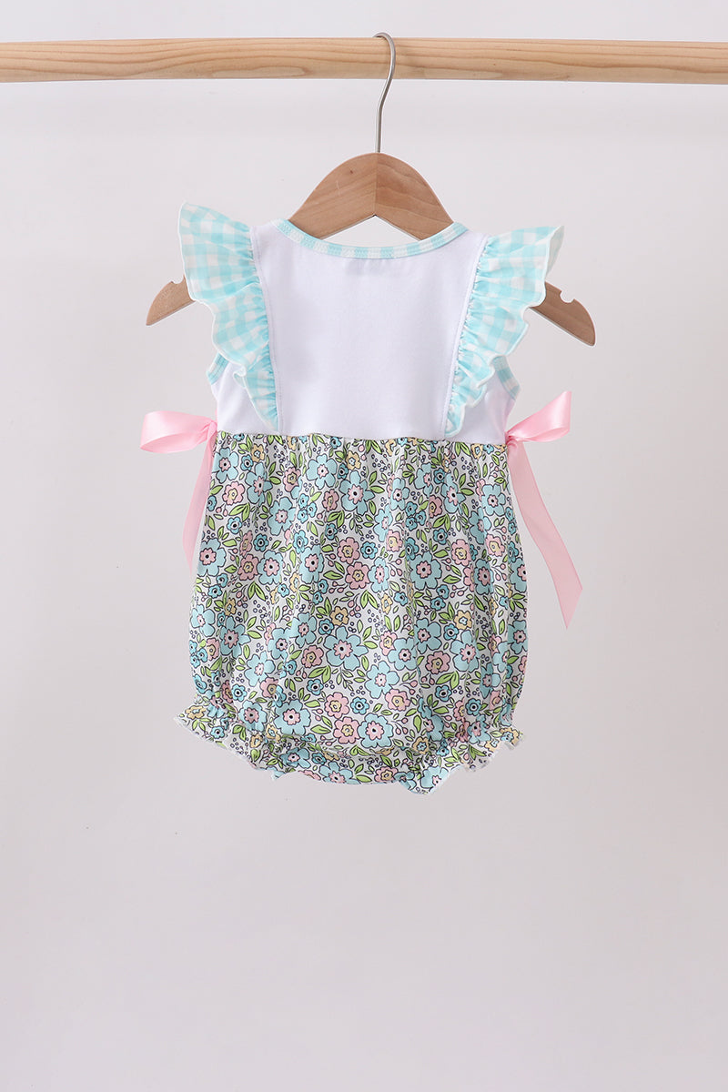 Mint Chicken Applique Ruffle Bubble