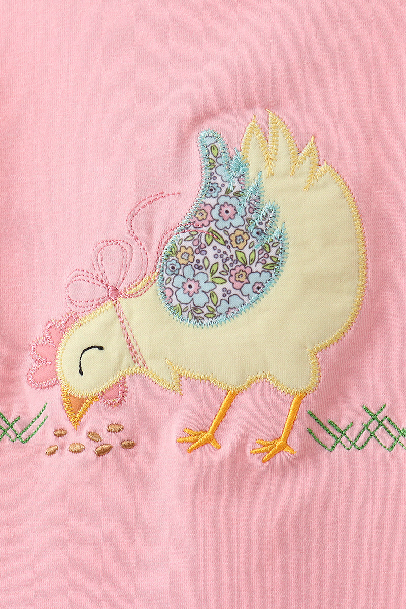 Pink Chicken Applique Bloomer Set