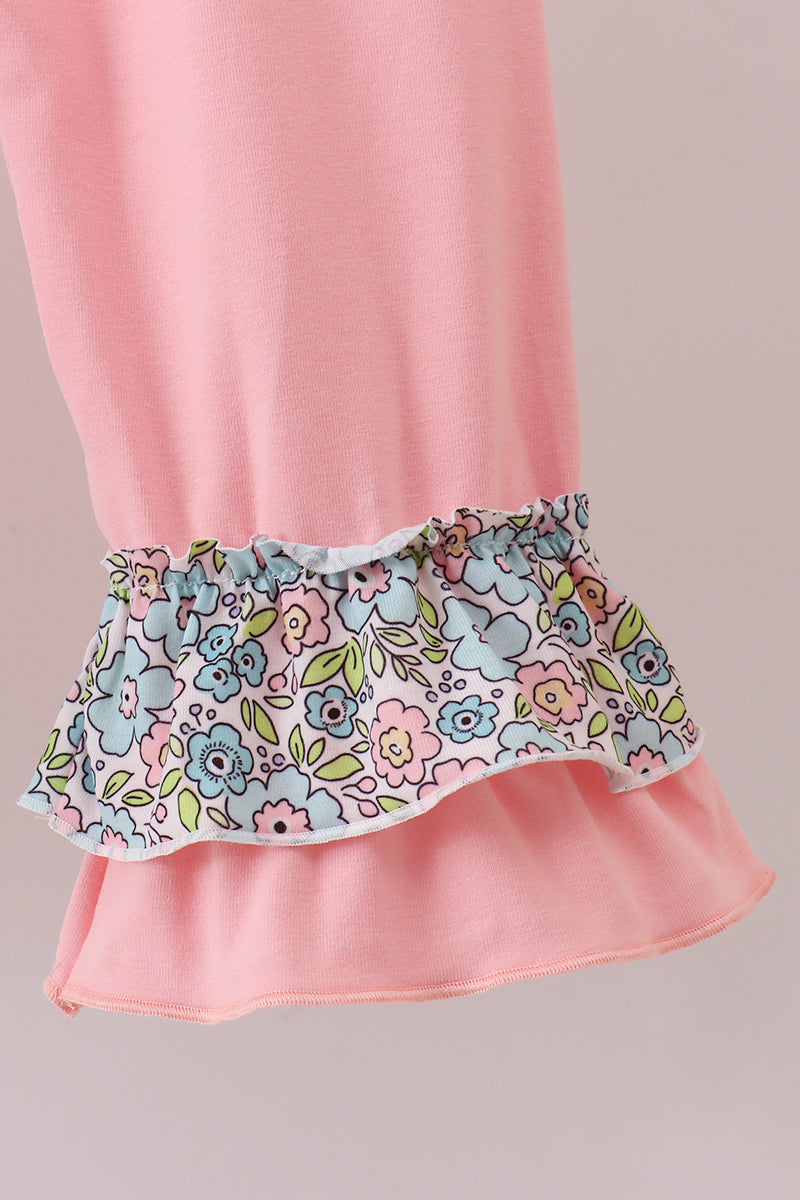 Mint Chicken Applique Ruffle Pants Set