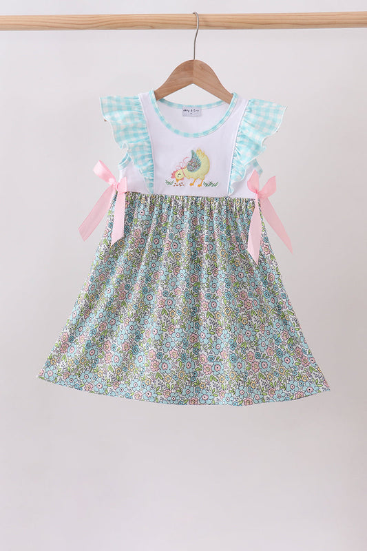 Mint Chicken Applique Ruffle Dress