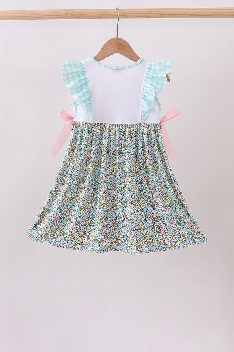 Mint Chicken Applique Ruffle Dress