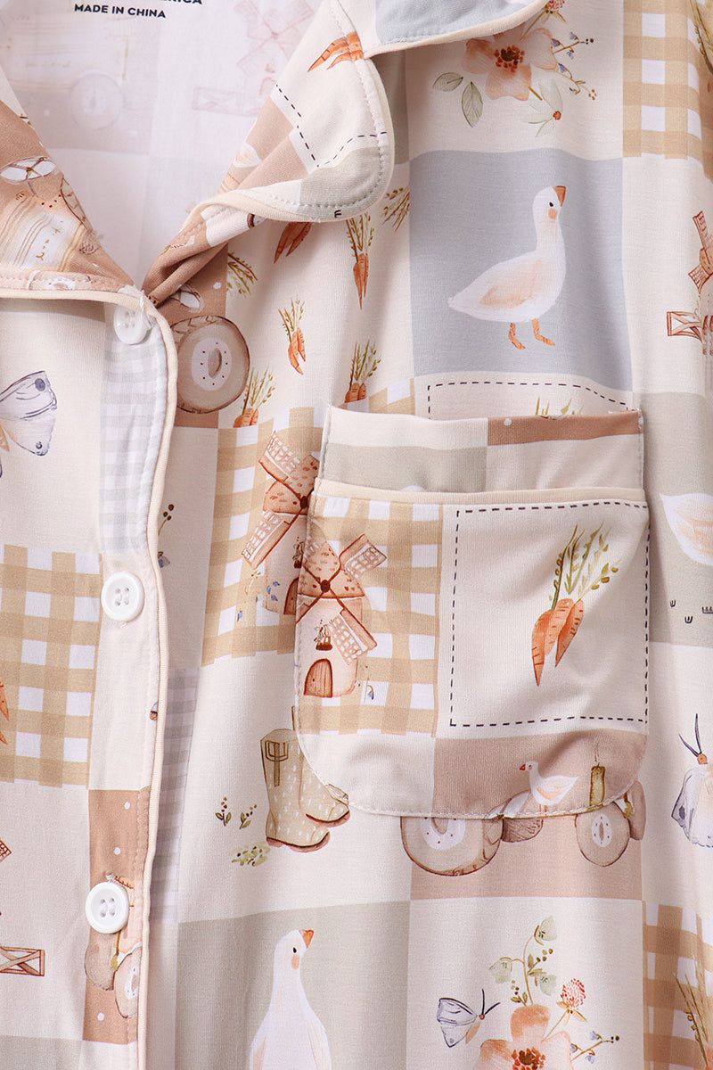 Khaki Goose Bamboo Mom Pajama Set