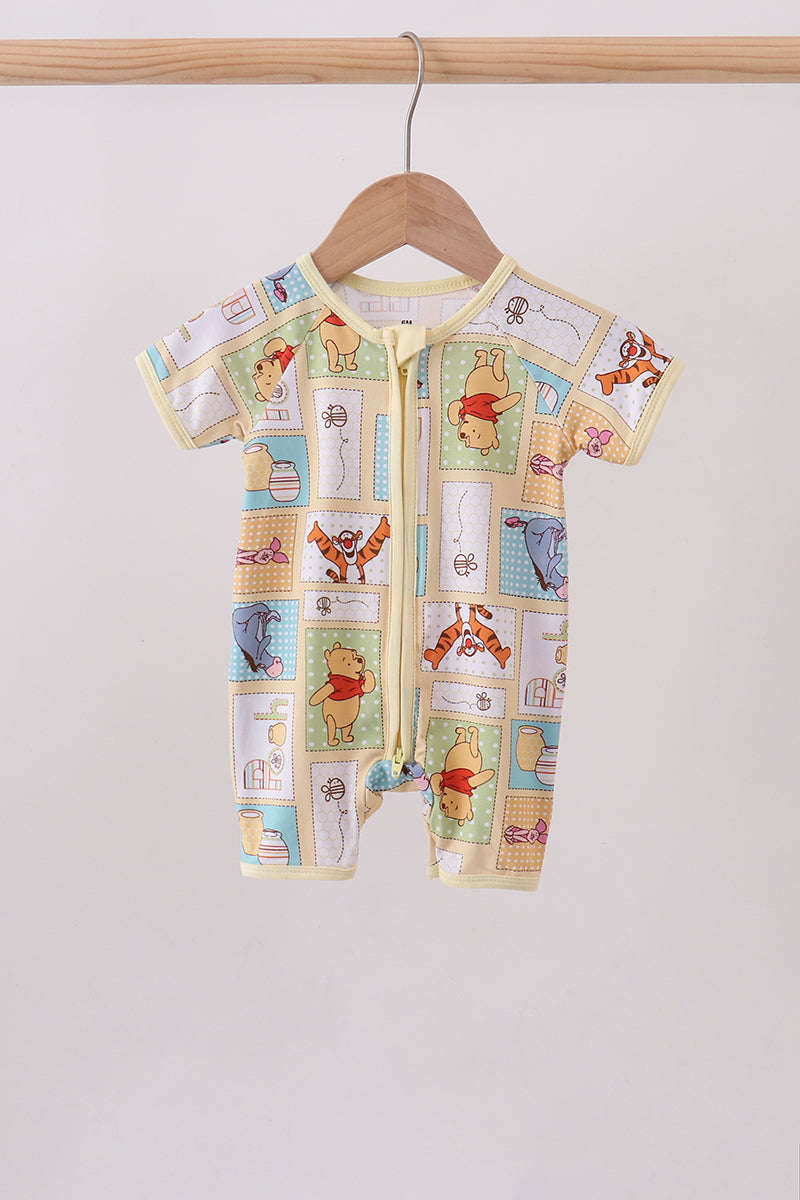 Yellow winnie the pooh bamboo romper