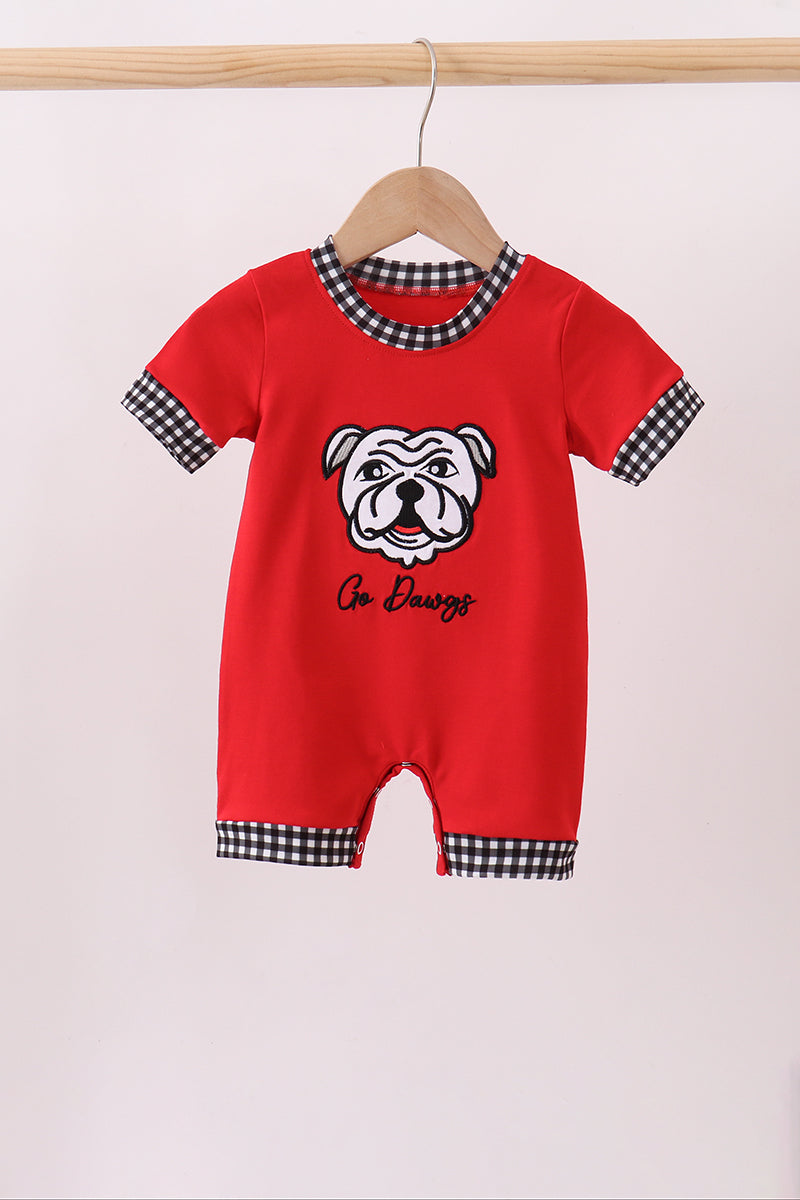 Red Georgia Go Dawgs Applique Romper