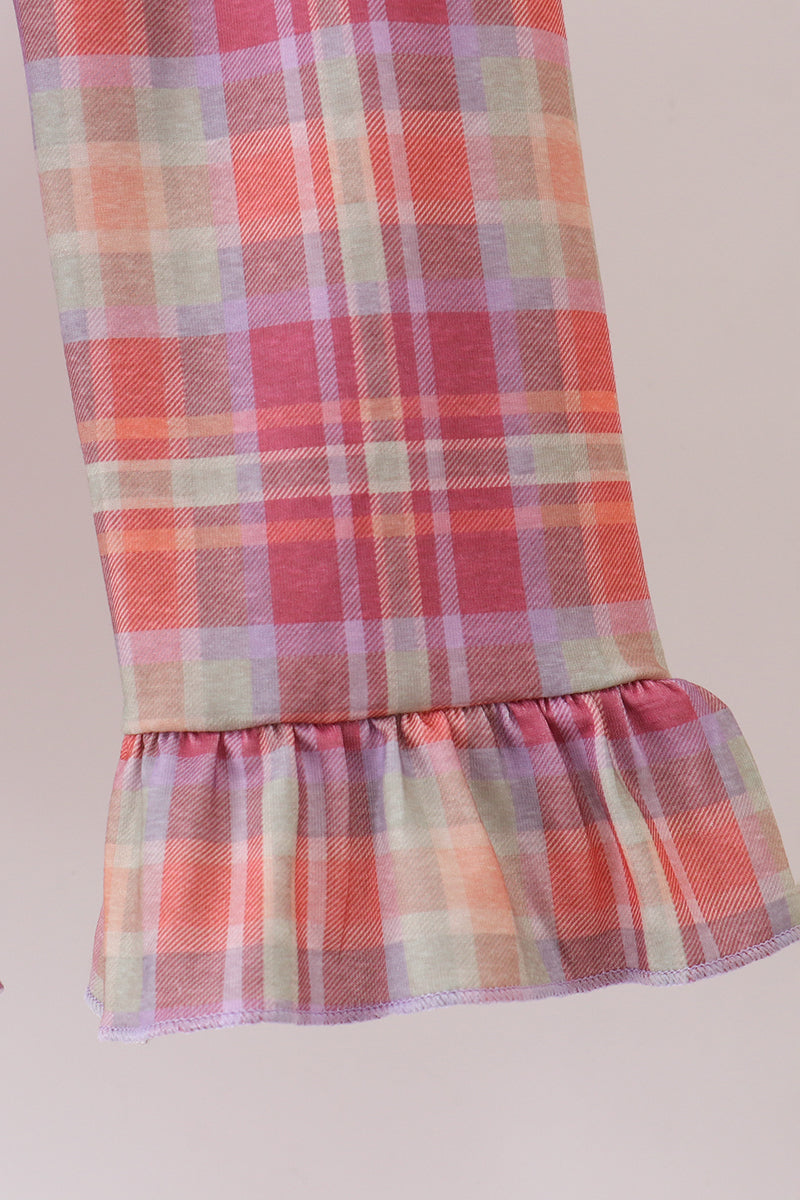 Camel Pumpkin Embroidery Plaid Dress
