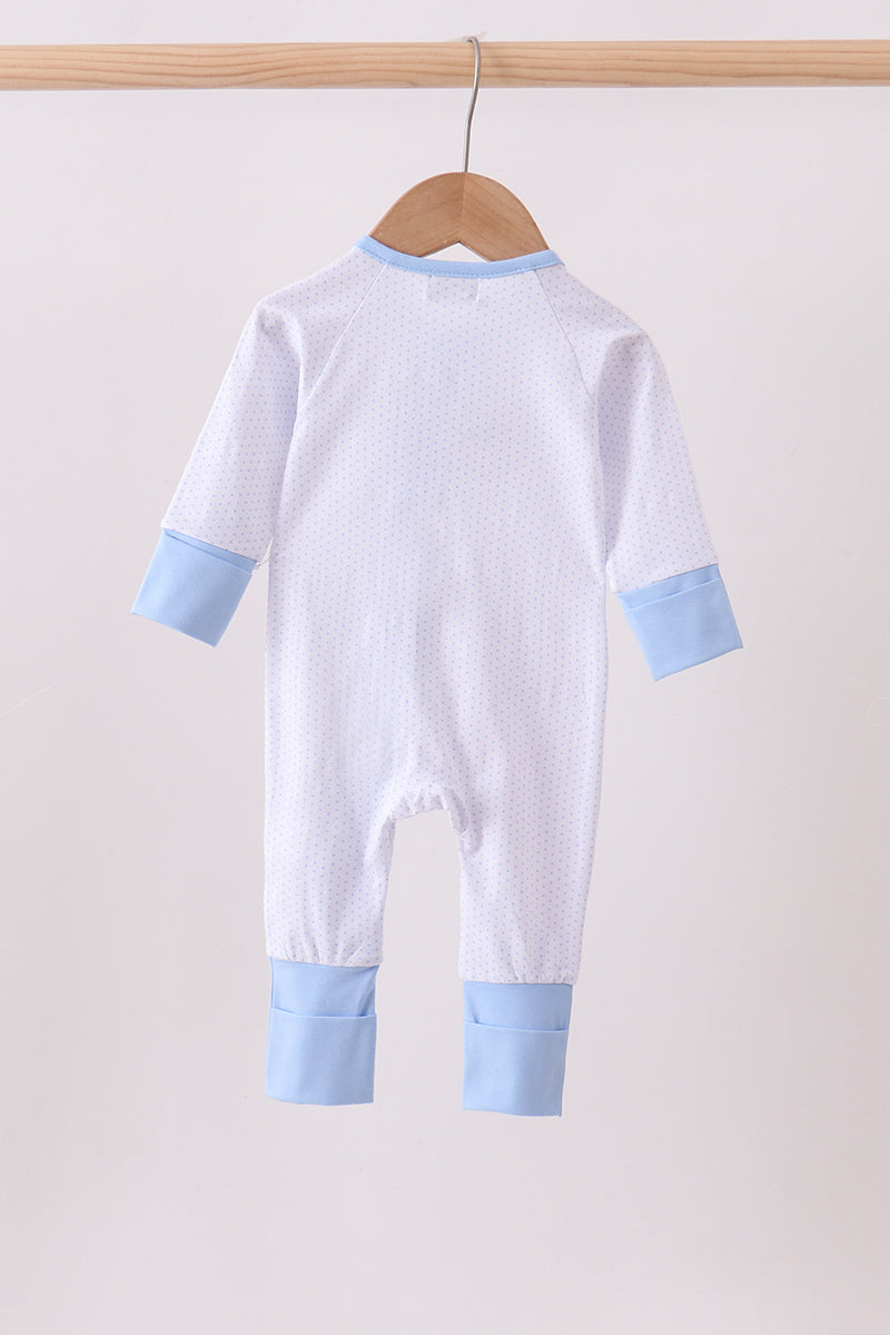 Blue dot horse embroidery romper
