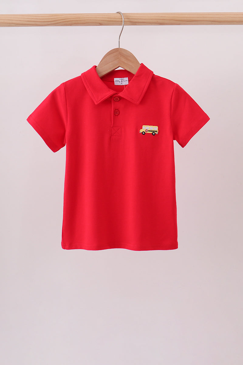 Red School Bus Pocket Polo Shirt