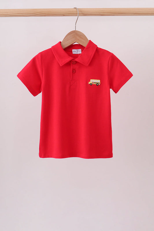 Red School Bus Pocket Polo Shirt