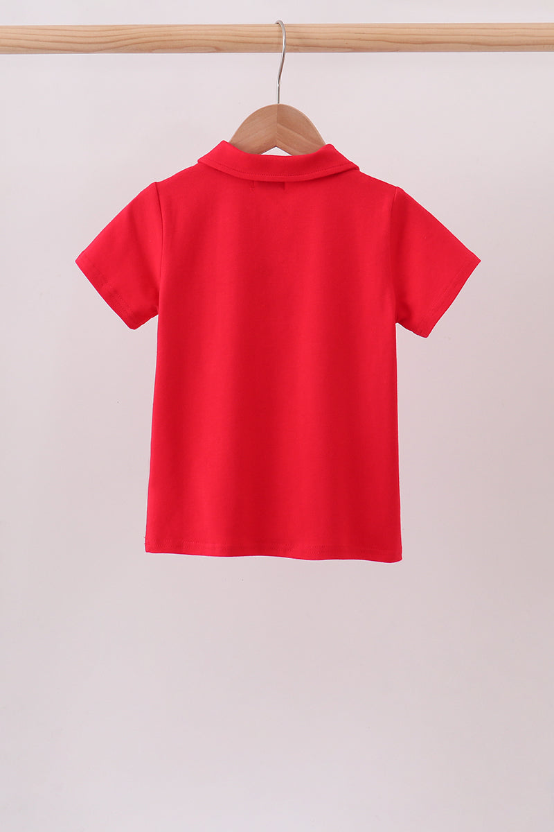 Red School Bus Pocket Polo Shirt