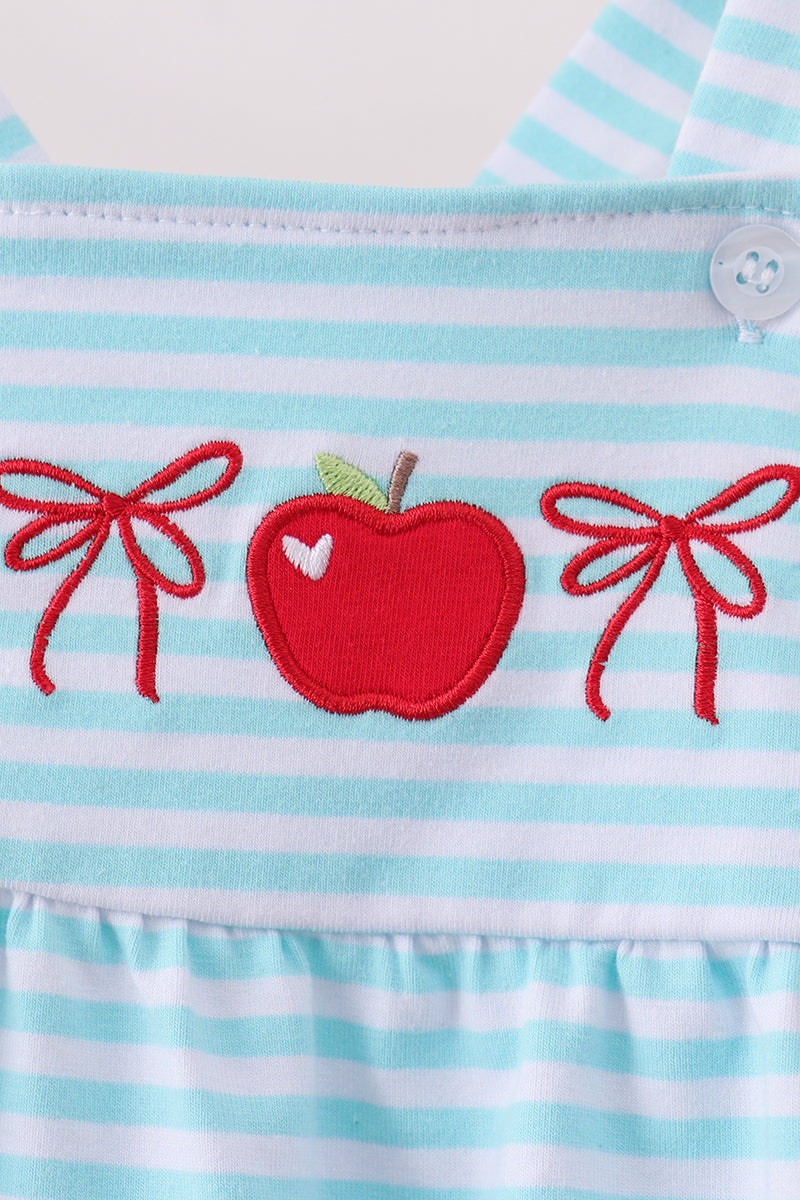 Blue Apple Embroidery Gingham Bubble