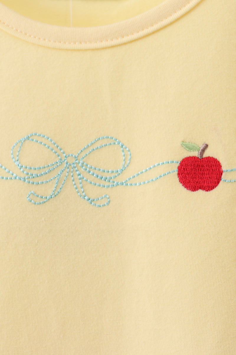 Yellow Apple Embroidery Scalloped Set