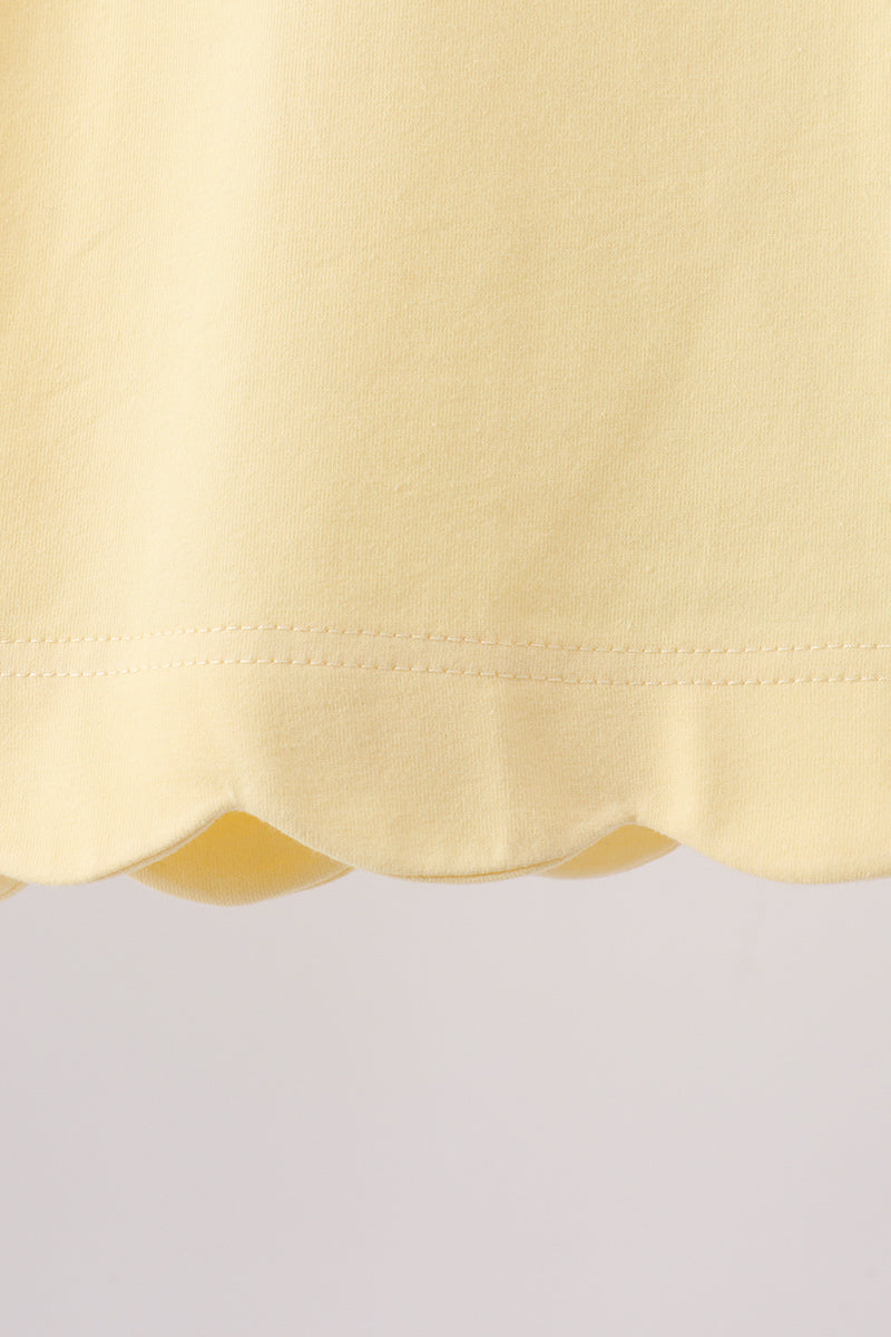 Yellow Apple Embroidery Scalloped Set