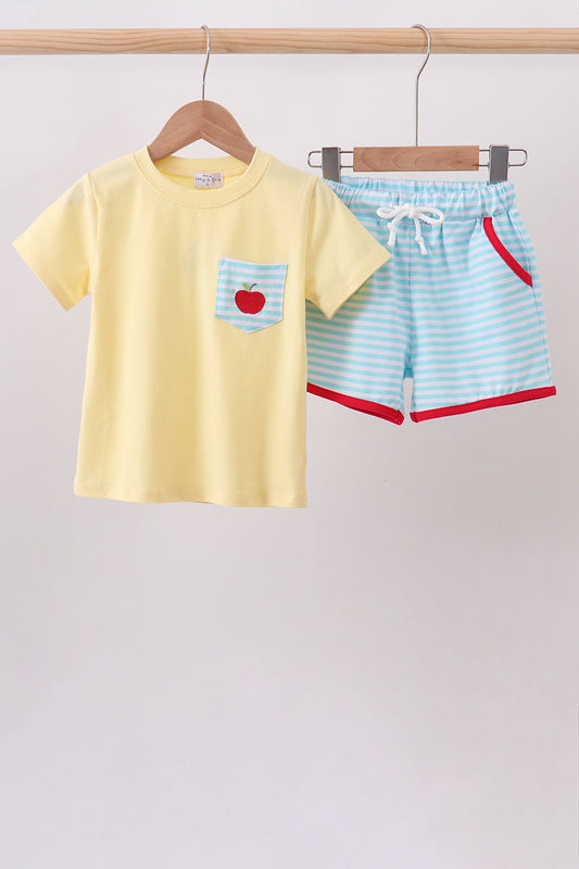 Yellow Apple Embroidery Pocket Set