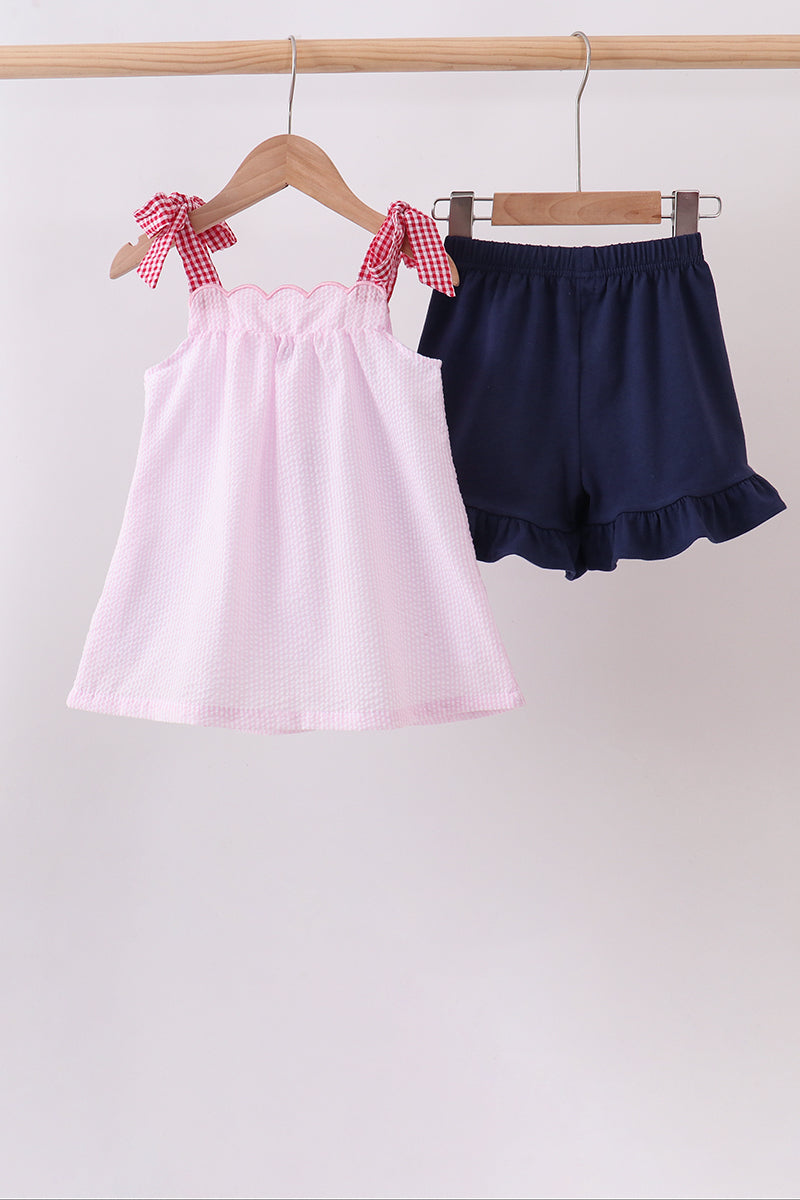 Pink Apple Gingham Set