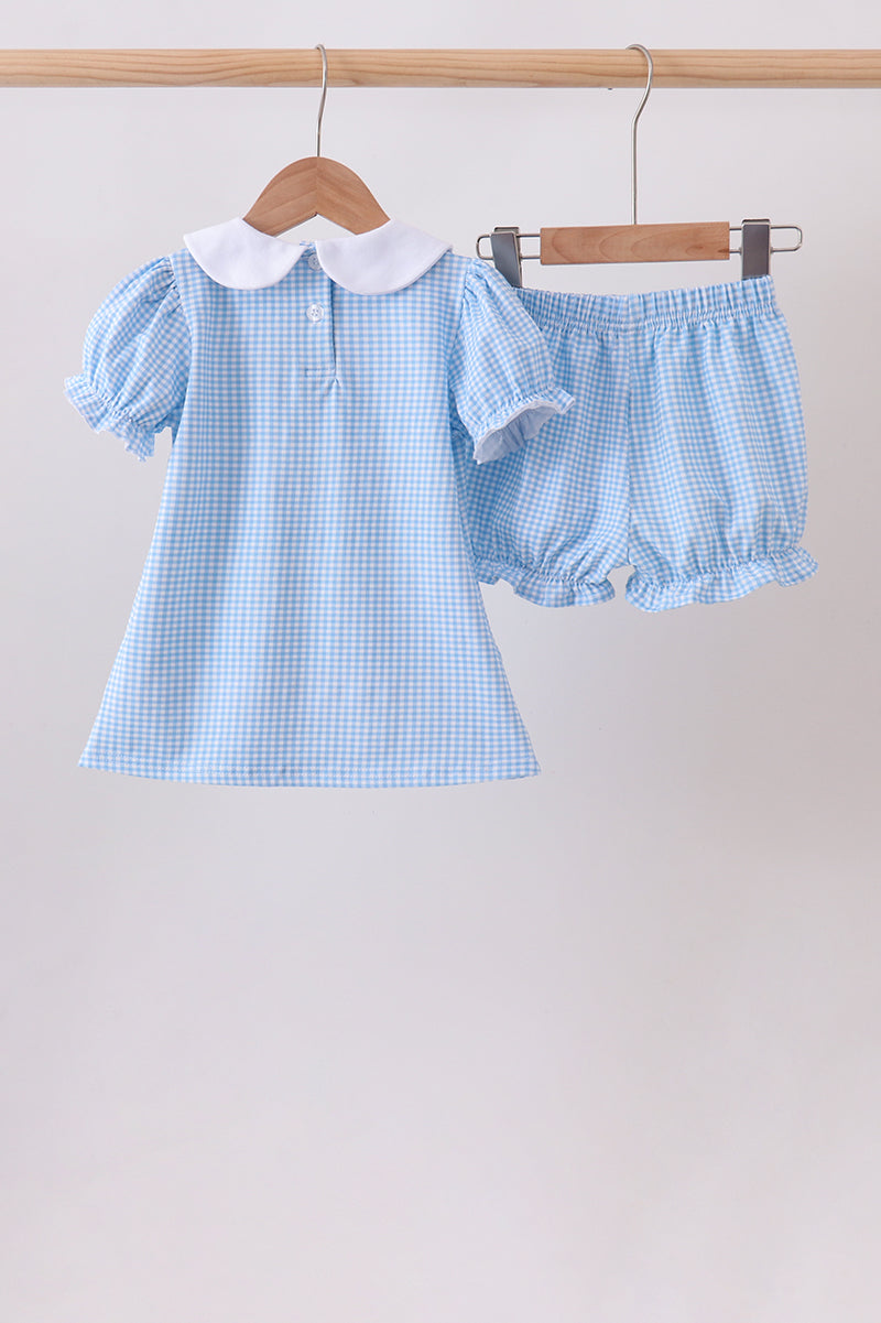 Blue Apple Smocked Bloomer Set