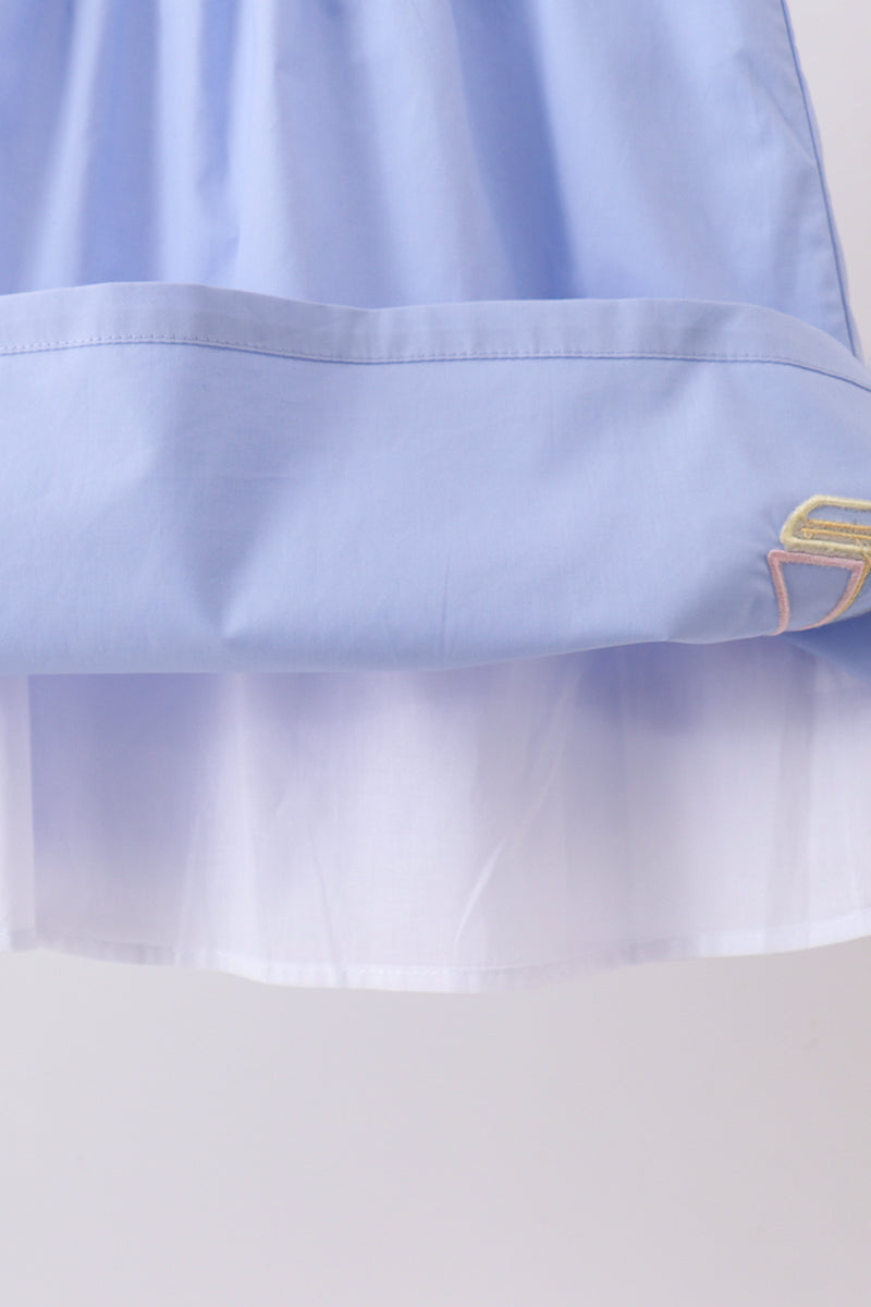 Blue Sailboat Embroidered Dress