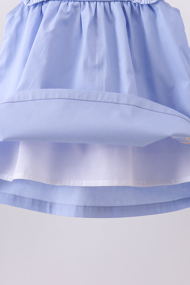 Blue Sailboat Embroidered Bloomer Set