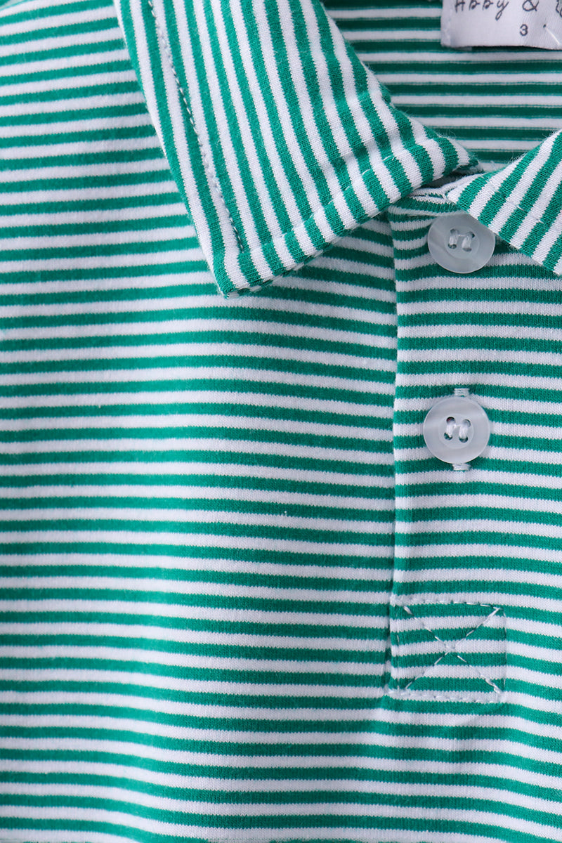 Green Stripe Polo Set